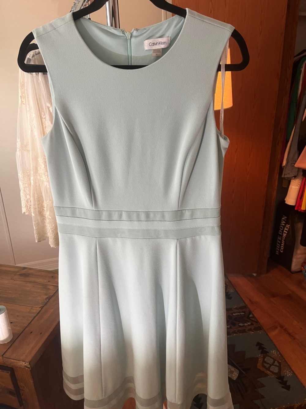 Calvin Klein Pale Mint Sleeveless Fit-and-Flare Dress